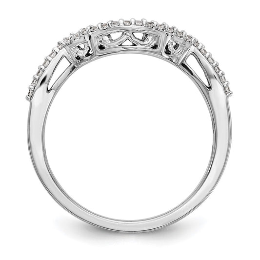 14K White Gold 1/8 carat Diamond Contoured Complete Wedding Band