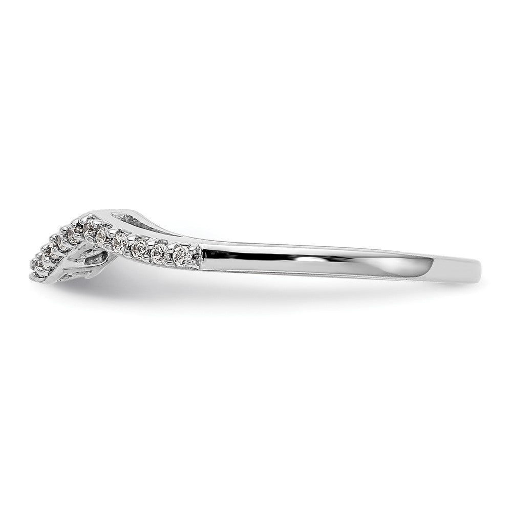 14K White Gold 1/8 carat Diamond Contoured Complete Wedding Band