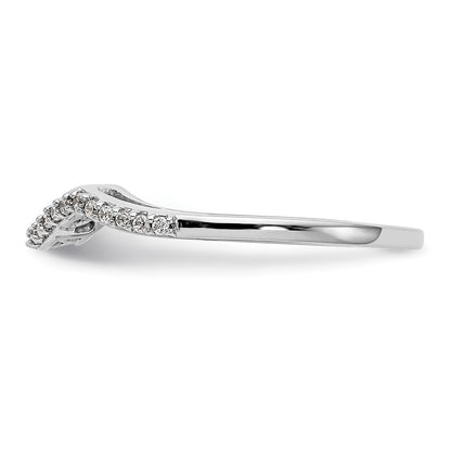 14K White Gold 1/8 carat Diamond Contoured Complete Wedding Band