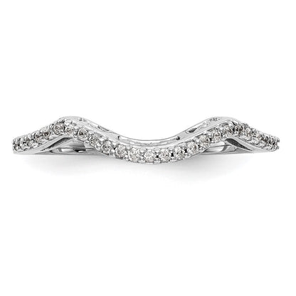 14K White Gold 1/8 carat Diamond Contoured Complete Wedding Band