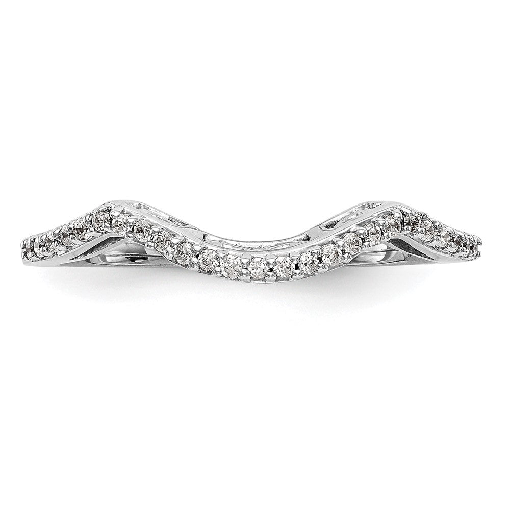 14k White Gold 1/8 carat Lab Grown Diamond VS/SI+ G+ Complete Round Contoured Wedding Band