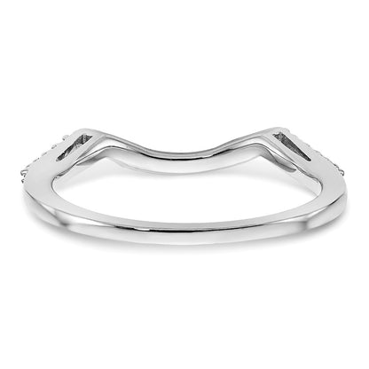 14K White Gold 1/8 carat Diamond Contoured Complete Wedding Band