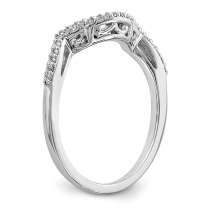 14K White Gold 1/8 carat Diamond Contoured Complete Wedding Band