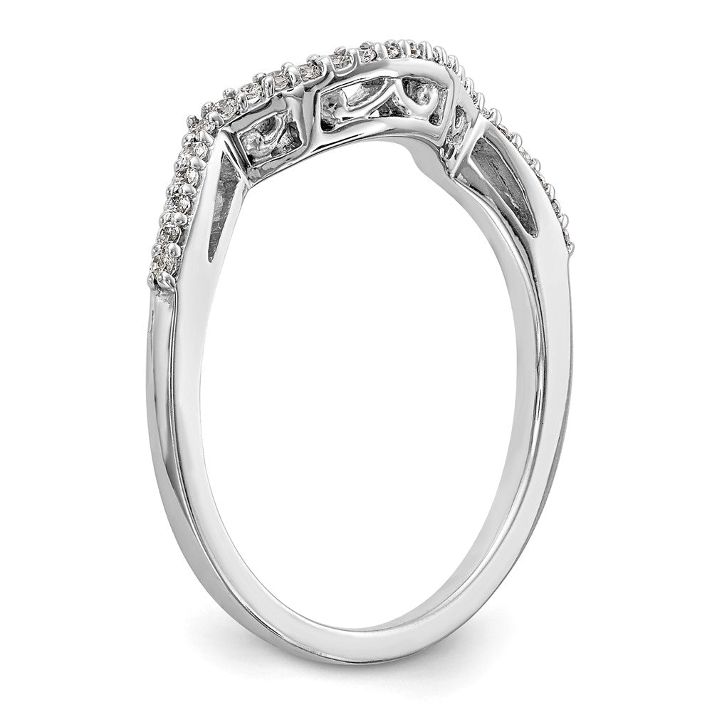14k White Gold 1/8 carat Lab Grown Diamond VS/SI+ G+ Complete Round Contoured Wedding Band