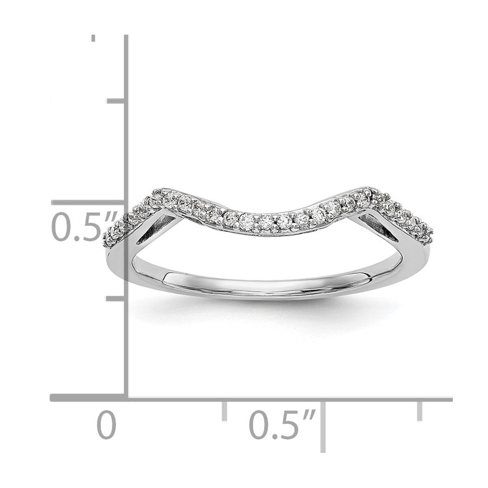 14K White Gold 1/8 carat Diamond Contoured Complete Wedding Band