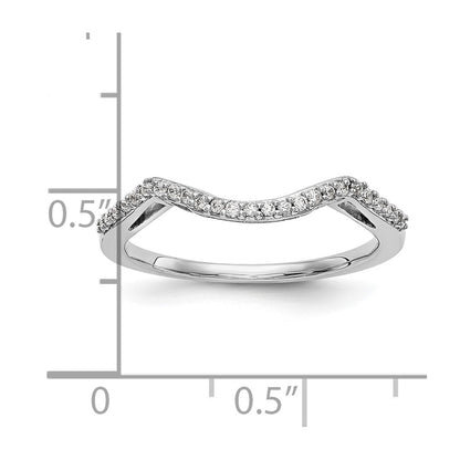 14K White Gold 1/8 carat Diamond Contoured Complete Wedding Band