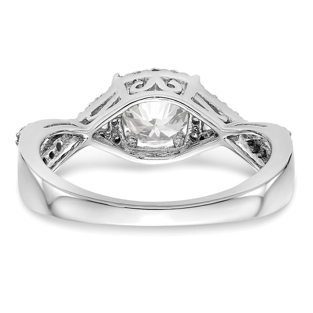 14K White Gold Halo Plus (Holds 1/2 carat (5.2mm) Round Center) 1/4 carat Diamond Semi-Mount Engagement Ring