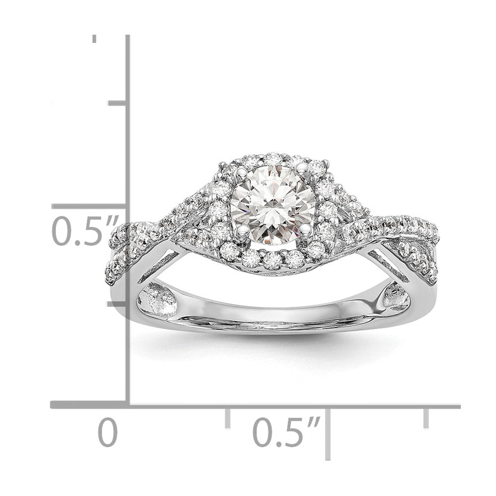 14K White Gold Halo Plus (Holds 1/2 carat (5.2mm) Round Center) 1/4 carat Diamond Semi-Mount Engagement Ring