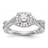 14K White Gold Halo Plus (Holds 1/2 carat (5.2mm) Round Center) 1/4 carat Diamond Semi-Mount Engagement Ring