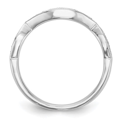 14K White Gold 1/6 carat Diamond Contoured Complete Wedding Band