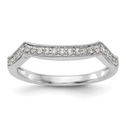 14K White Gold 1/6 carat Diamond Contoured Complete Wedding Band