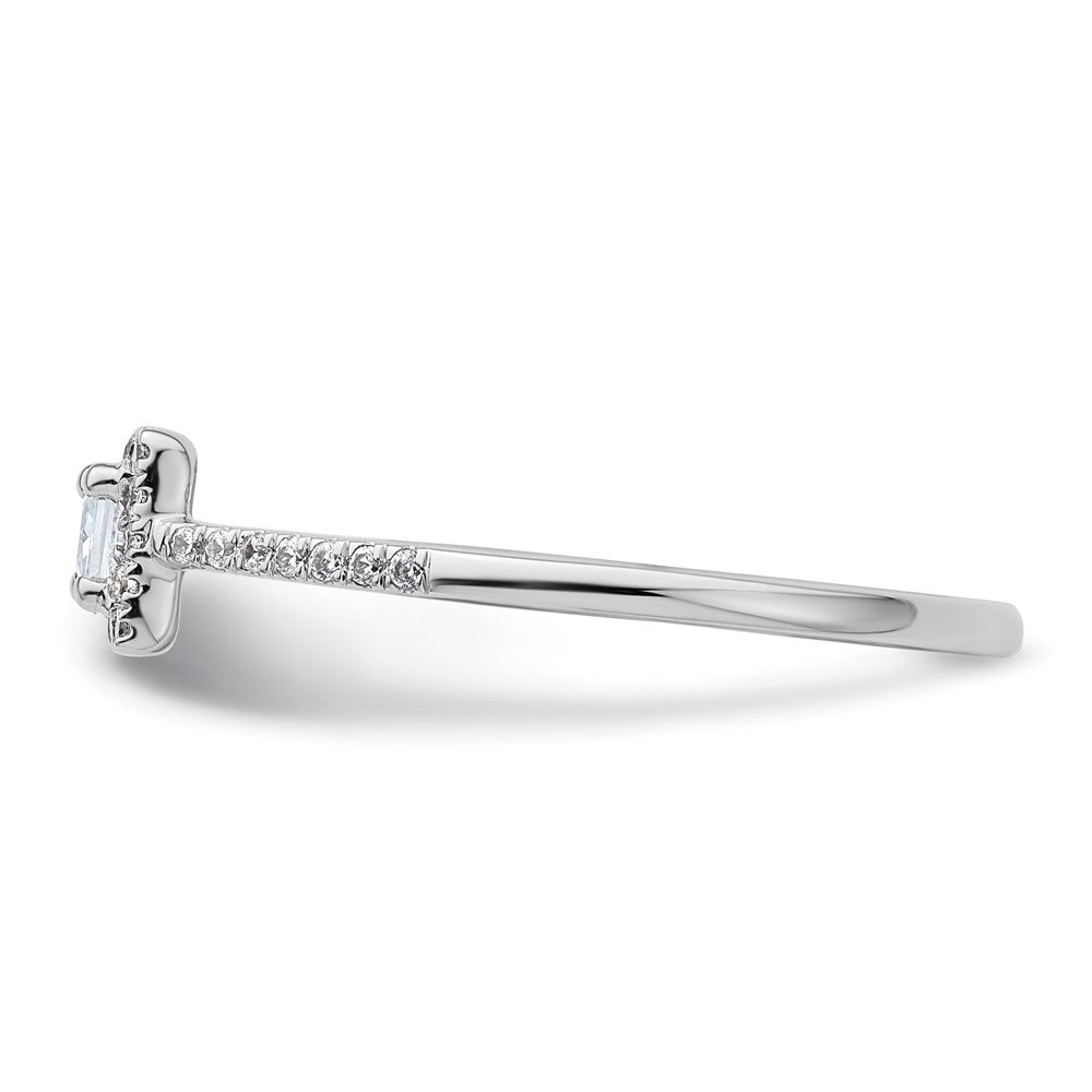 14K White Gold Halo Plus (Holds 1/4 carat (3.00mm) Princess Center) 1/6 carat Diamond Semi-Mount Engagement Ring