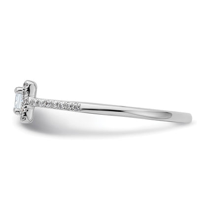 14K White Gold Halo Plus (Holds 1/4 carat (3.00mm) Princess Center) 1/6 carat Diamond Semi-Mount Engagement Ring