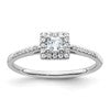 14K White Gold Halo Plus (Holds 1/4 carat (3.00mm) Princess Center) 1/6 carat Diamond Semi-Mount Engagement Ring