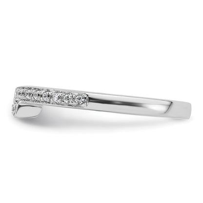 14K White Gold 1/8 carat Diamond Contoured Complete Wedding Band