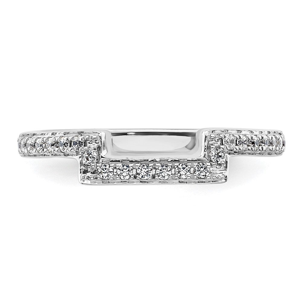 14K White Gold 1/6 carat Diamond Contoured Complete Wedding Band