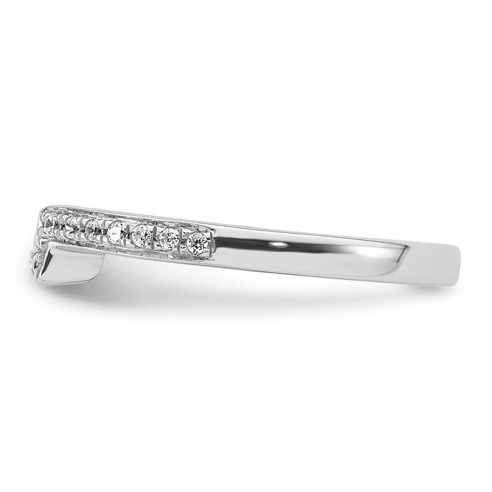 14K White Gold 1/5 carat Diamond Contoured Complete Wedding Band