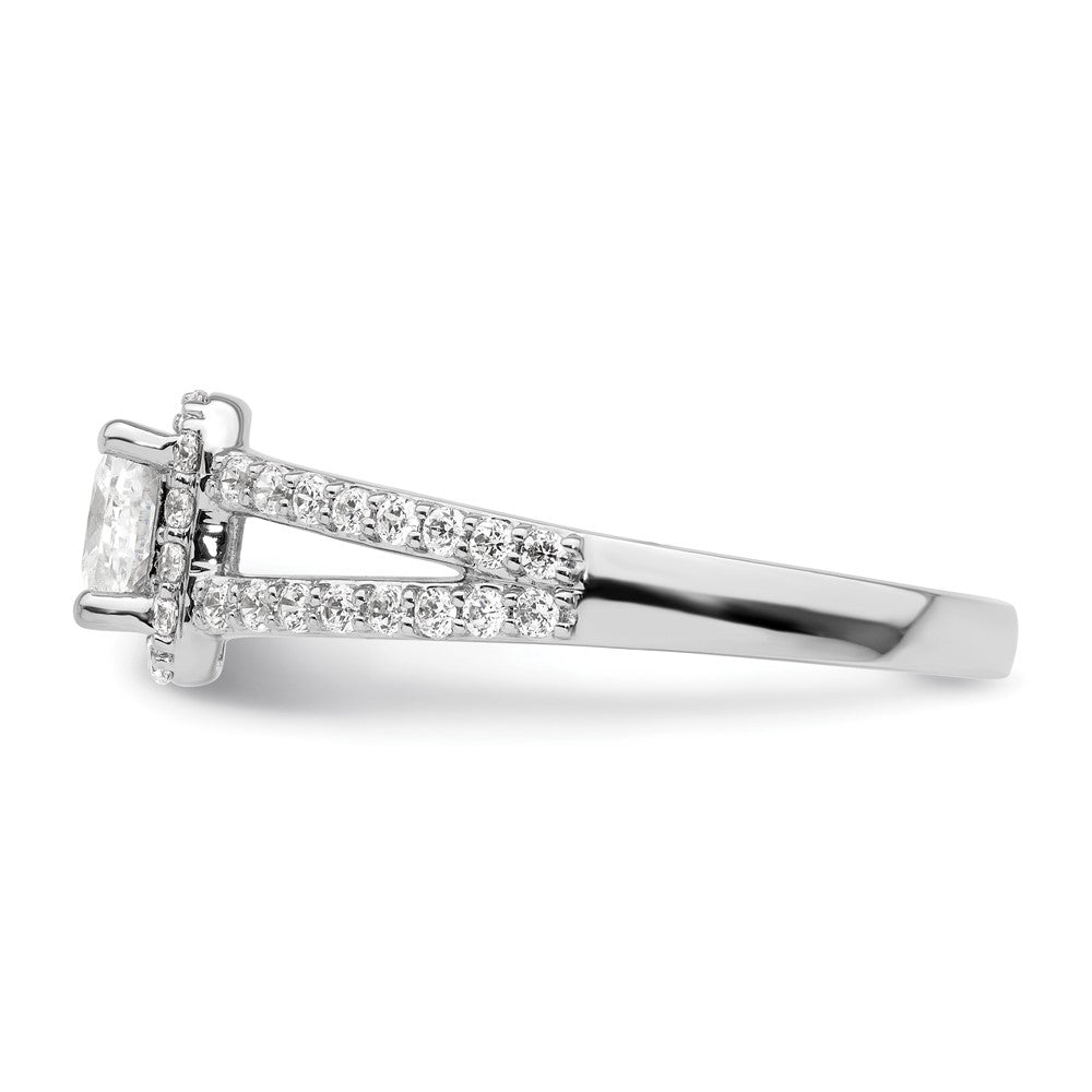14K White Gold Halo Plus (Holds 1/2 carat (4.5mm) Princess Center) 1/2 carat Diamond Semi-Mount Engagement Ring