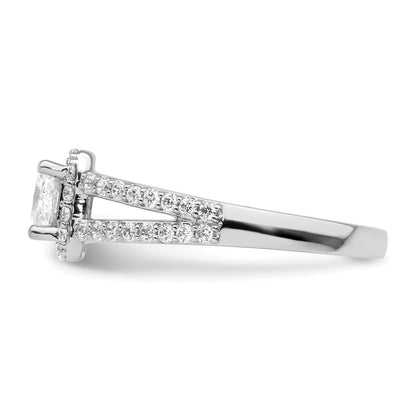 14K White Gold Halo Plus (Holds 1/2 carat (4.5mm) Princess Center) 1/2 carat Diamond Semi-Mount Engagement Ring