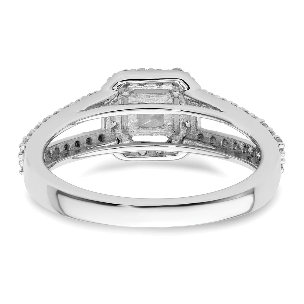 14K White Gold Halo Plus (Holds 1/2 carat (4.5mm) Princess Center) 1/2 carat Diamond Semi-Mount Engagement Ring