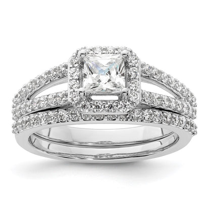 14K White Gold Halo Plus (Holds 1/2 carat (4.5mm) Princess Center) 1/2 carat Diamond Semi-Mount Engagement Ring