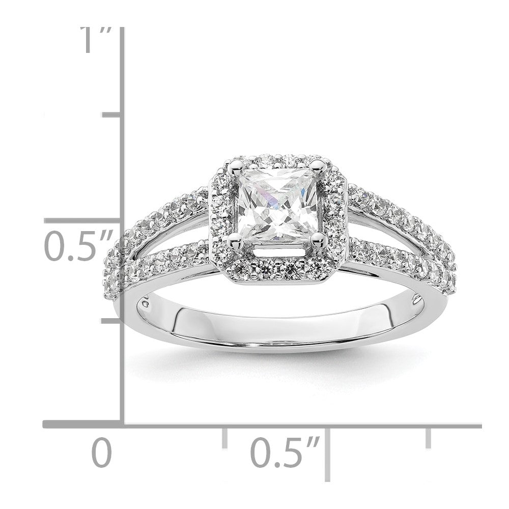 14K White Gold Halo Plus (Holds 1/2 carat (4.5mm) Princess Center) 1/2 carat Diamond Semi-Mount Engagement Ring