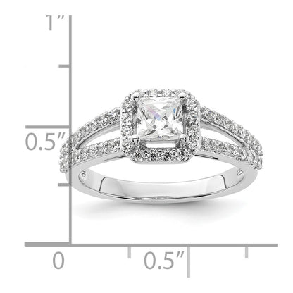 14K White Gold Halo Plus (Holds 1/2 carat (4.5mm) Princess Center) 1/2 carat Diamond Semi-Mount Engagement Ring