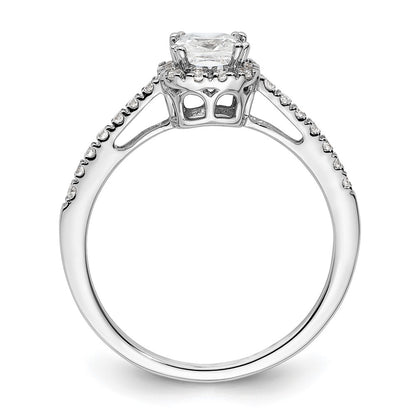 14k White Gold 1/4 carat Lab Grown Diamond VS/SI+ G+ 3/4 carat Center Cushion Semi Mount Engagement Ring