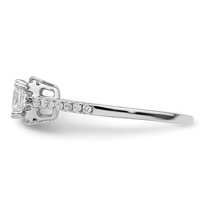 14k White Gold 1/4 carat Lab Grown Diamond VS/SI+ G+ 3/4 carat Center Cushion Semi Mount Engagement Ring