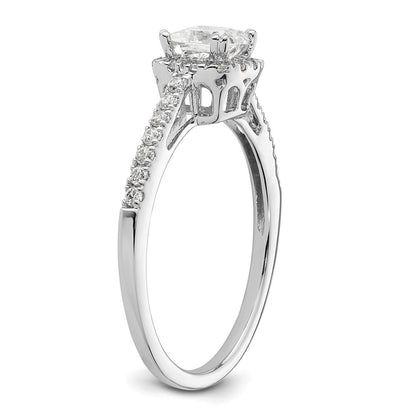 14k White Gold 1/4 carat Lab Grown Diamond VS/SI+ G+ 3/4 carat Center Cushion Semi Mount Engagement Ring