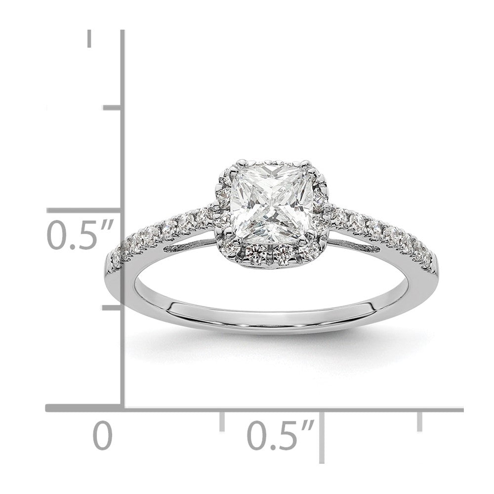 14k White Gold 1/4 carat Lab Grown Diamond VS/SI+ G+ 3/4 carat Center Cushion Semi Mount Engagement Ring