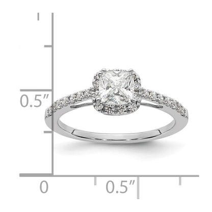 14k White Gold 1/4 carat Lab Grown Diamond VS/SI+ G+ 3/4 carat Center Cushion Semi Mount Engagement Ring