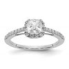 14k White Gold 1/4 carat Lab Grown Diamond VS/SI+ G+ 3/4 carat Center Cushion Semi Mount Engagement Ring