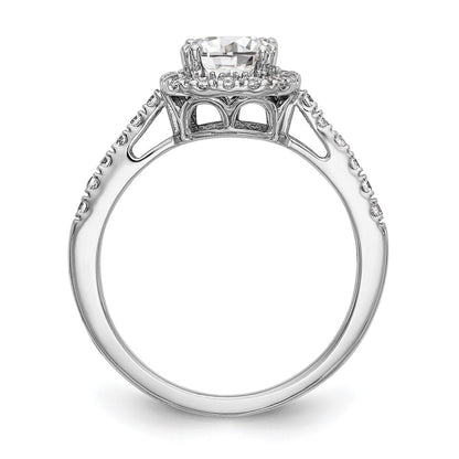 14K White Gold Halo Plus (Holds 1 carat (5.8mm) Cushion Center) 3/8 carat Diamond Semi-Mount Engagement Ring