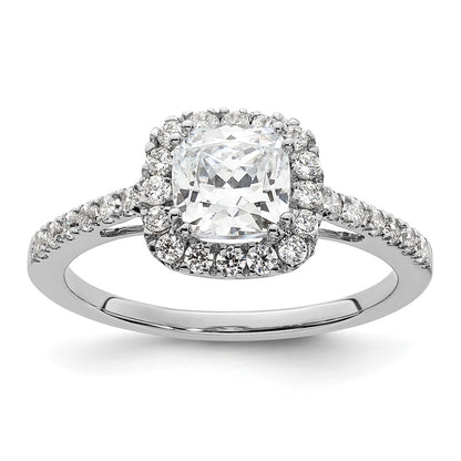 14K White Gold Halo Plus (Holds 1 carat (5.8mm) Cushion Center) 3/8 carat Diamond Semi-Mount Engagement Ring
