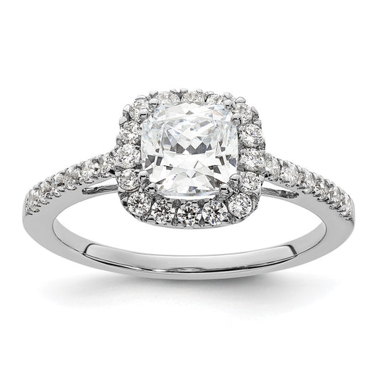 14K White Gold Halo Plus (Holds 1 carat (5.8mm) Cushion Center) 3/8 carat Diamond Semi-Mount Engagement Ring
