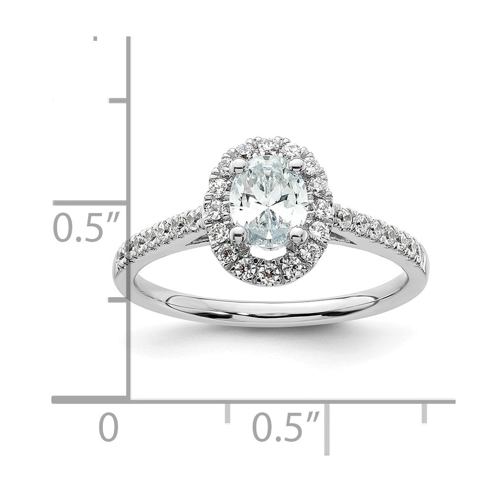 14k White Gold 3/4 carat Lab Grown Diamond VS/SI+ G+ Oval Complete Halo Engagement Ring