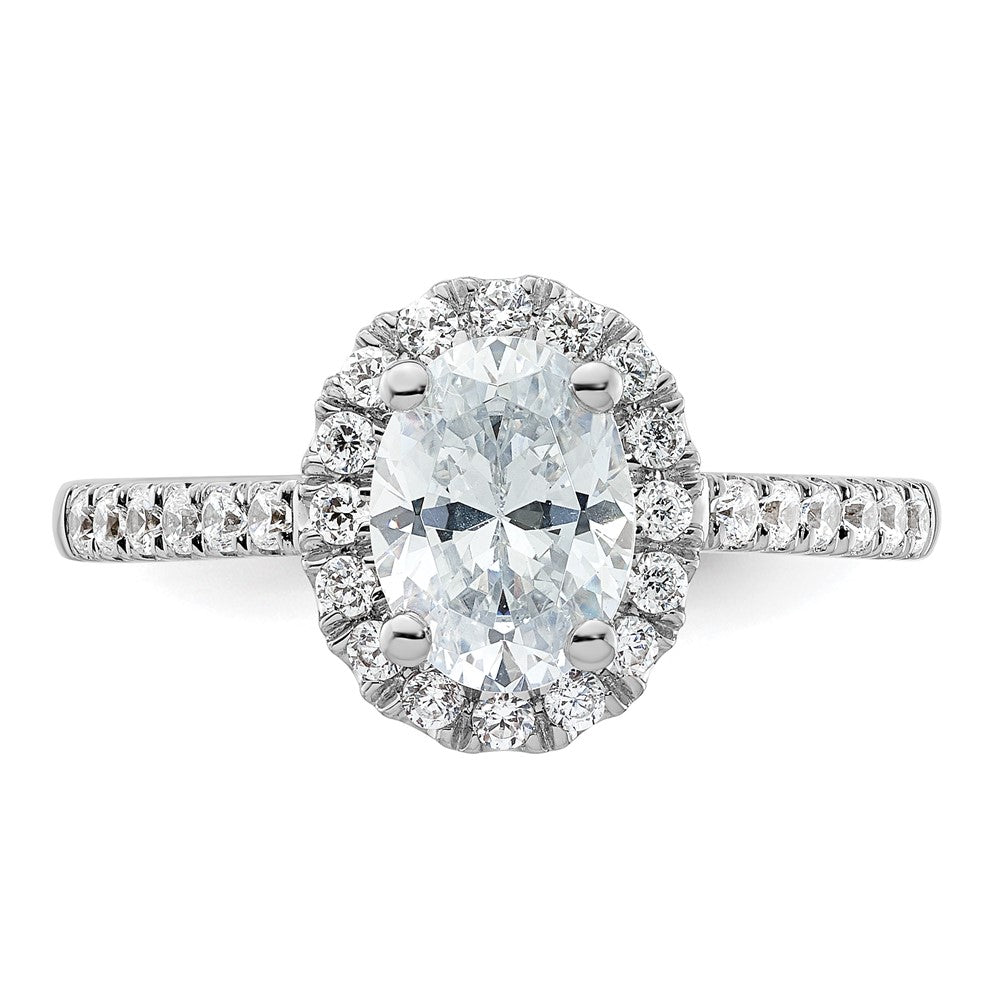 14K White Gold Halo Plus (Holds 3/4 carat (7.5x5.0mm) Oval Center) 3/8 carat Diamond Semi-Mount Engagement Ring