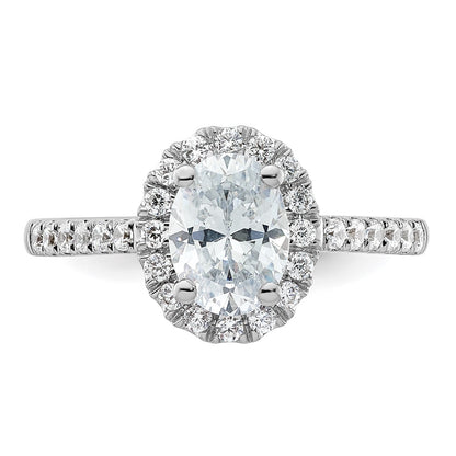 14K White Gold Halo Plus (Holds 3/4 carat (7.5x5.0mm) Oval Center) 3/8 carat Diamond Semi-Mount Engagement Ring