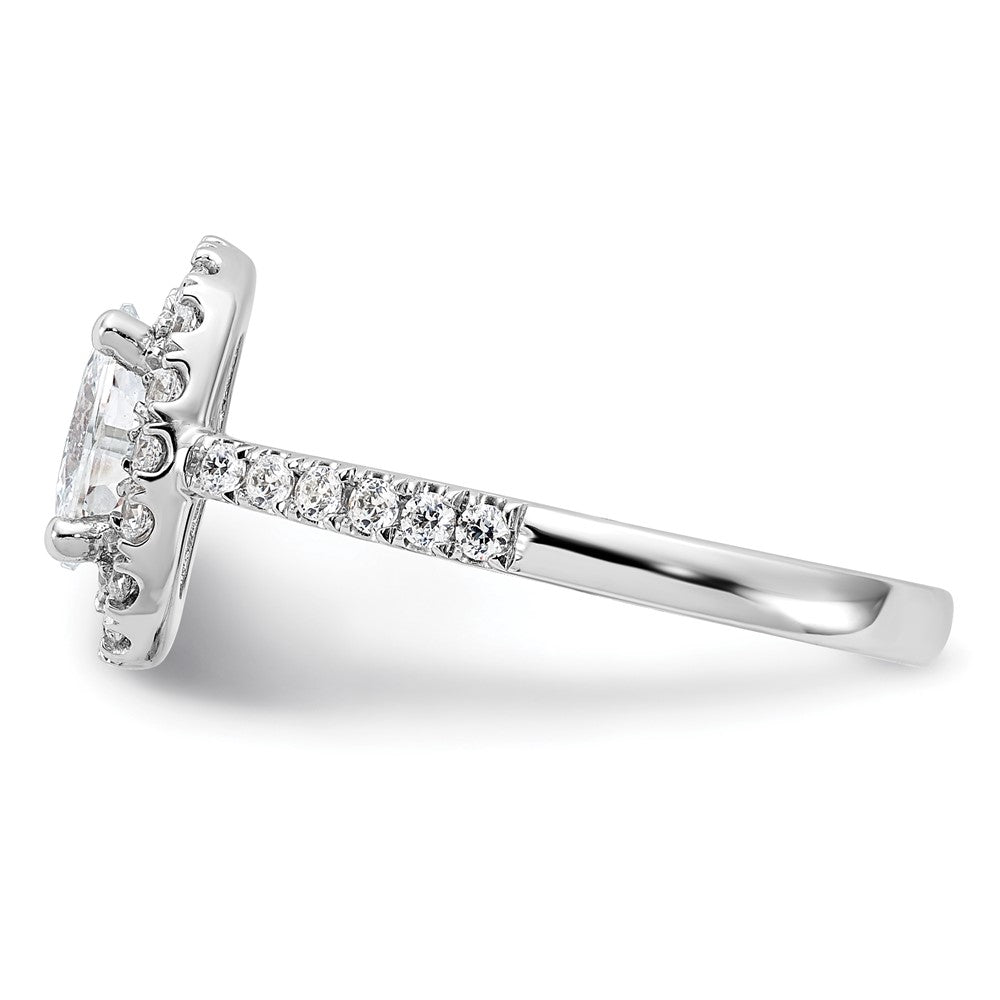 14k White Gold 1/2 carat Lab Grown Diamond VS/SI+ G+ 1 carat Center Oval Semi Mount Halo Engagement Ring