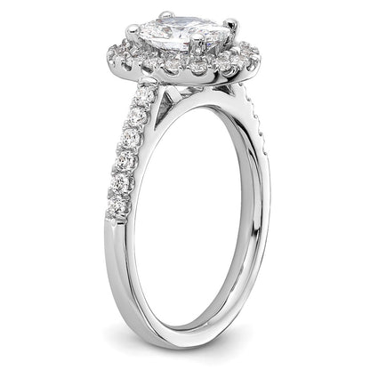 14k White Gold 1/2 carat Lab Grown Diamond VS/SI+ G+ 1 carat Center Oval Semi Mount Halo Engagement Ring