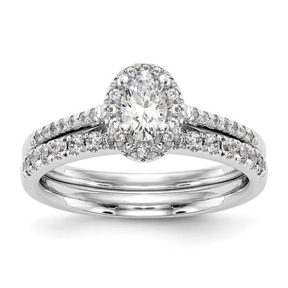 14k White Gold 1/2 carat Lab Grown Diamond VS/SI+ G+ 1 carat Center Oval Semi Mount Halo Engagement Ring