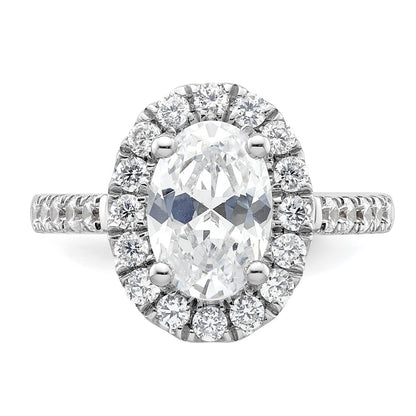14K White Gold Halo Plus (Holds 2 carat (10.2x7.0mm) Oval Center) 7/8 carat Diamond Semi-Mount Engagement Ring