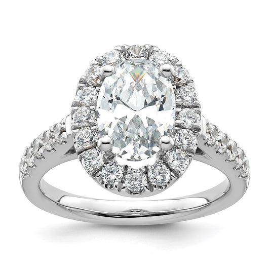 14K White Gold Halo Plus (Holds 2 carat (10.2x7.0mm) Oval Center) 7/8 carat Diamond Semi-Mount Engagement Ring