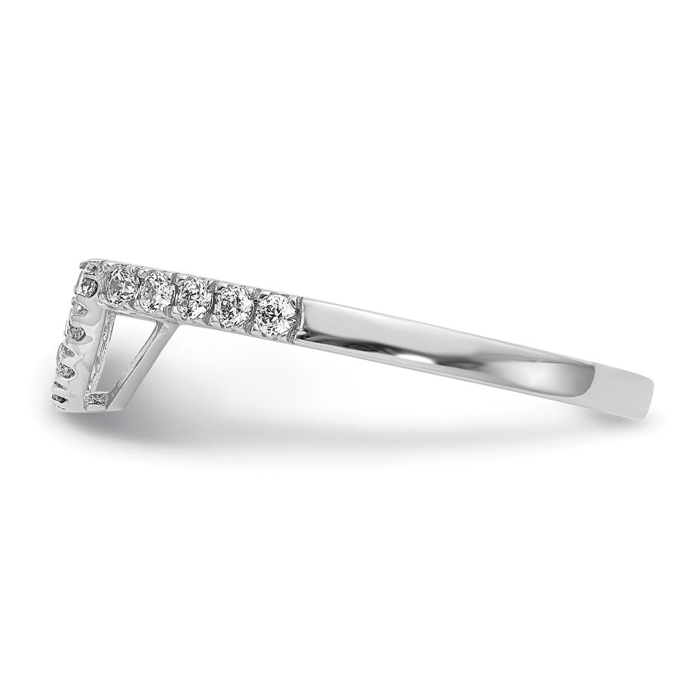 14K White Gold 1/5 carat Diamond Contoured Complete Wedding Band