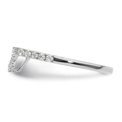 14K White Gold 1/4 carat Diamond Contoured Complete Wedding Band