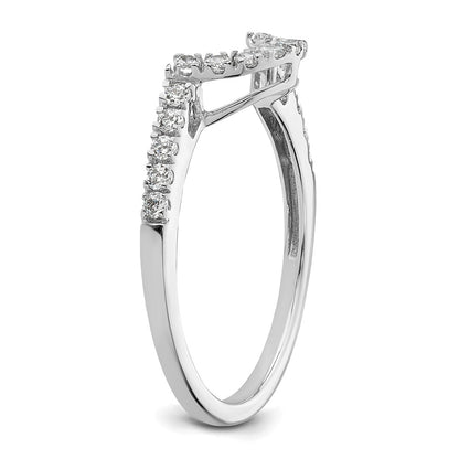 14K White Gold 1/4 carat Diamond Contoured Complete Wedding Band