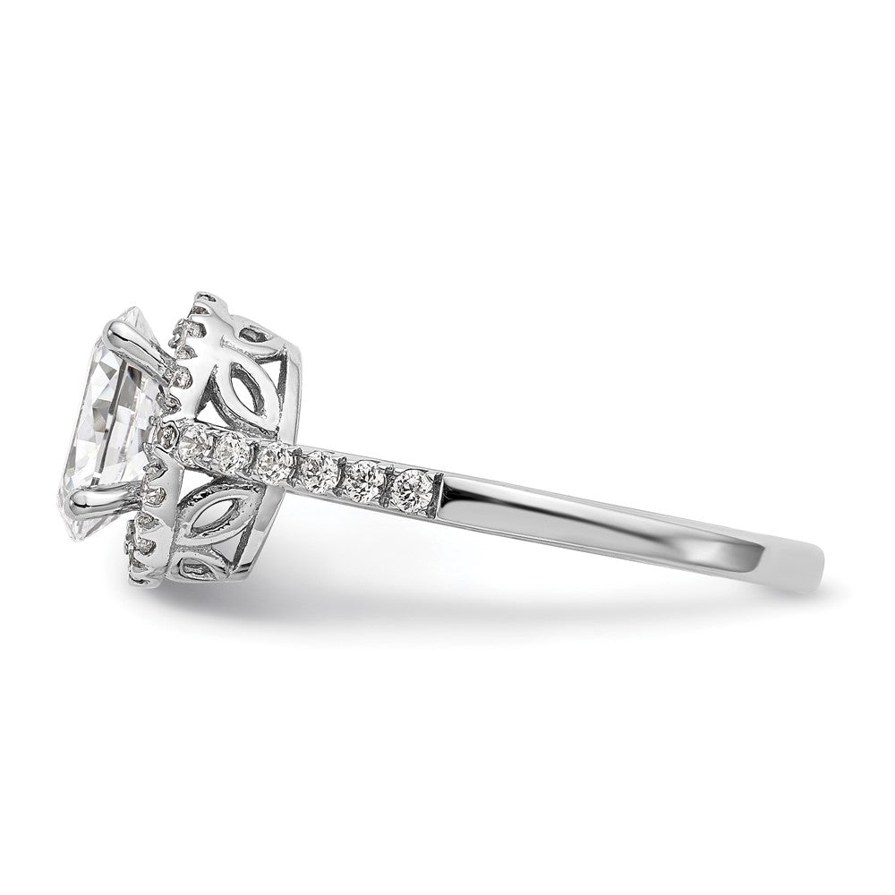 14K White Gold Halo Plus (Holds 1 carat (7x5mm) Oval Center) 1/4 carat Diamond Semi-Mount Engagement Ring