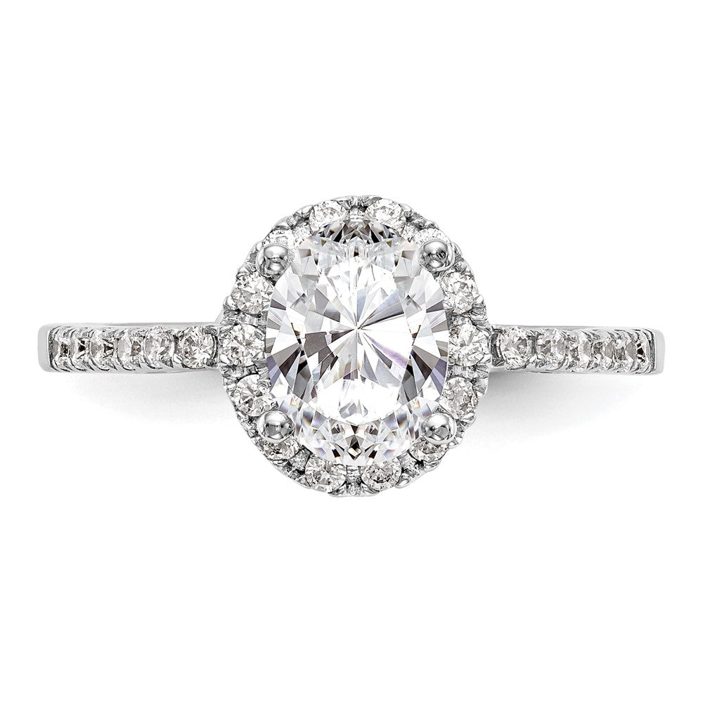 14K White Gold Halo Plus (Holds 1 carat (7x5mm) Oval Center) 1/4 carat Diamond Semi-Mount Engagement Ring