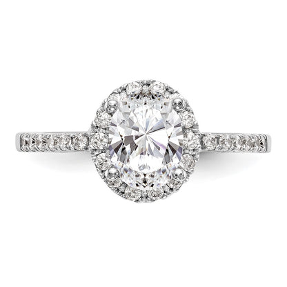 14K White Gold Halo Plus (Holds 1 carat (7x5mm) Oval Center) 1/4 carat Diamond Semi-Mount Engagement Ring